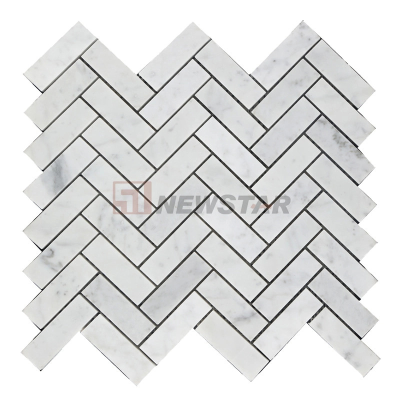 Simple Marble Mosaic Stone Mosaic Fishbone Bathroom Bar Background Wall Tile Swimming Pool Marble Mosaic Tile