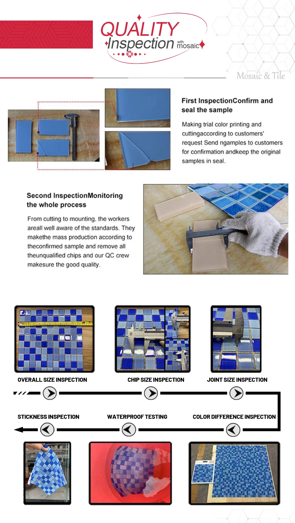 Customized China Factory Supply New Style Mosaic Glass Tiles Glass Mosaic for Living Room Mosaic Tiles