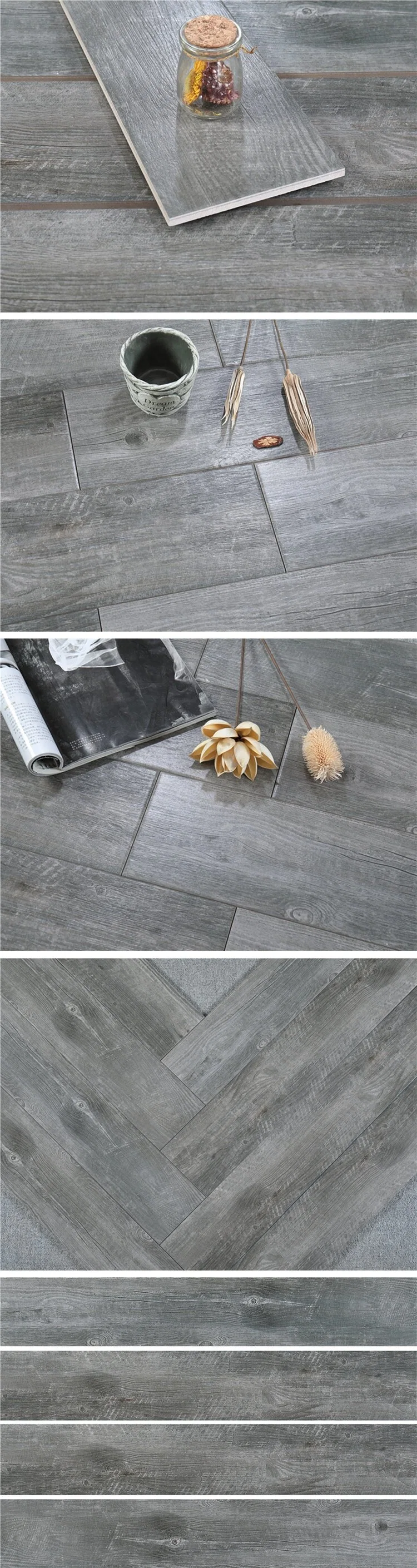 European Style Luxury Villa Natural Gray Wood Look Tile Bathroom