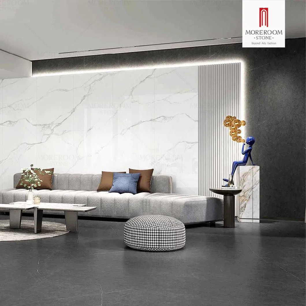 Polaris White Artificial Marble Quartz Slab Large Format Tile 3200X1600 Marble Tiles Sintered Stone