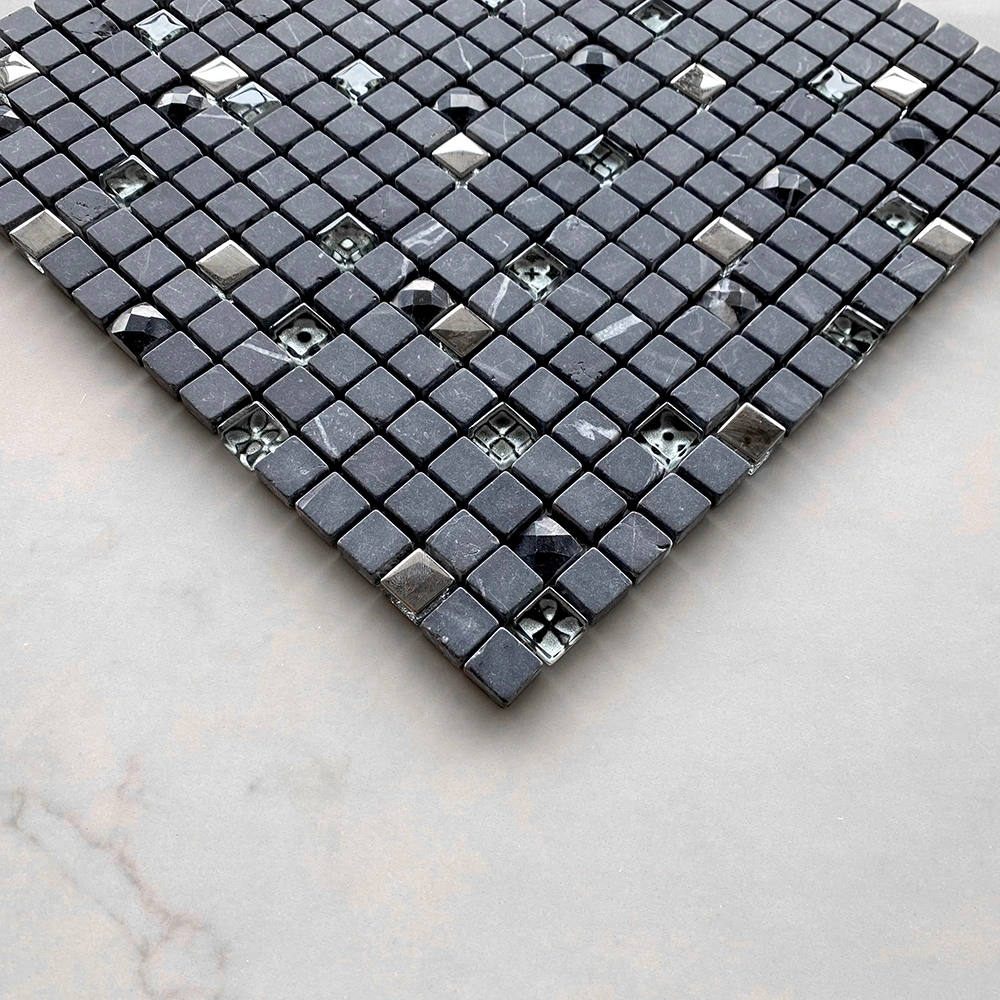 Low Price Anti Slip Glass Stone Gray Mosaic Bathroom Tiles