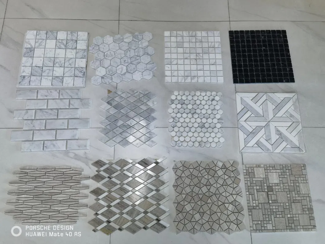 Natural Stone White Marble Shower Floor Hexagon Tile Mosaic