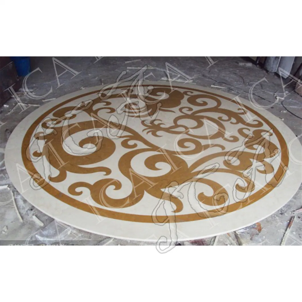 Handmade Indoor Decoration Luxury European Style Classical Design Vintage Pattern Round Mosaic Tile Marble Floor Polished Tile