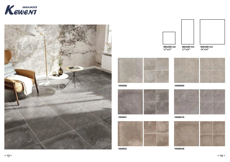 Grey Color Cement Look Matte Finish Glazed Porcelain Tile for Floor and Wall