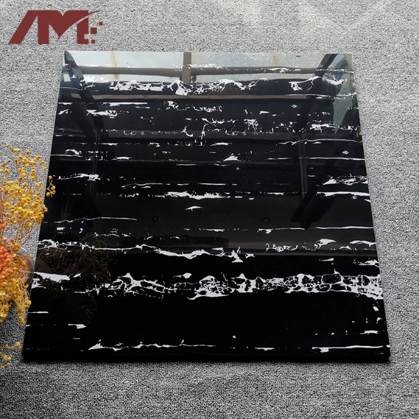 China Good Price Black Full Polished Glazed Marble Tiles 60X60 Tiles