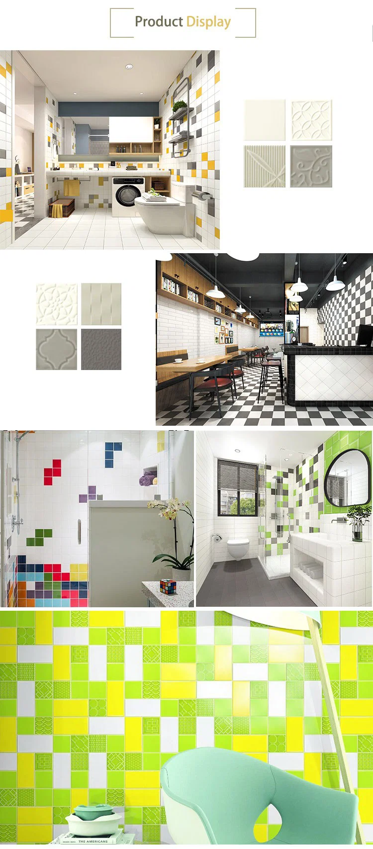 6X6 Inch Glossy Black Pattern Wall Tiles Wholesale Factory Bathroom Tiles