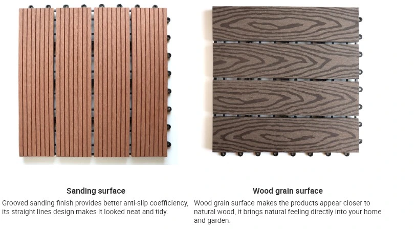 China Wholesale Price Composite Engineered Flooring Tile Waterproof UV Proof DIY WPC Wood Plastic Composite Decking Tiles for Balcony Garden Roof