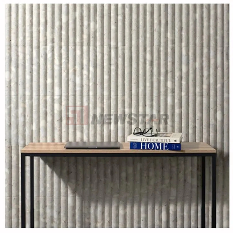 Newstar Fashion Fluting Terrazzo Fireplace Surround Curve Stone Tile Backsplash Kitchen Tiles Fluted Terrazzo Tiles