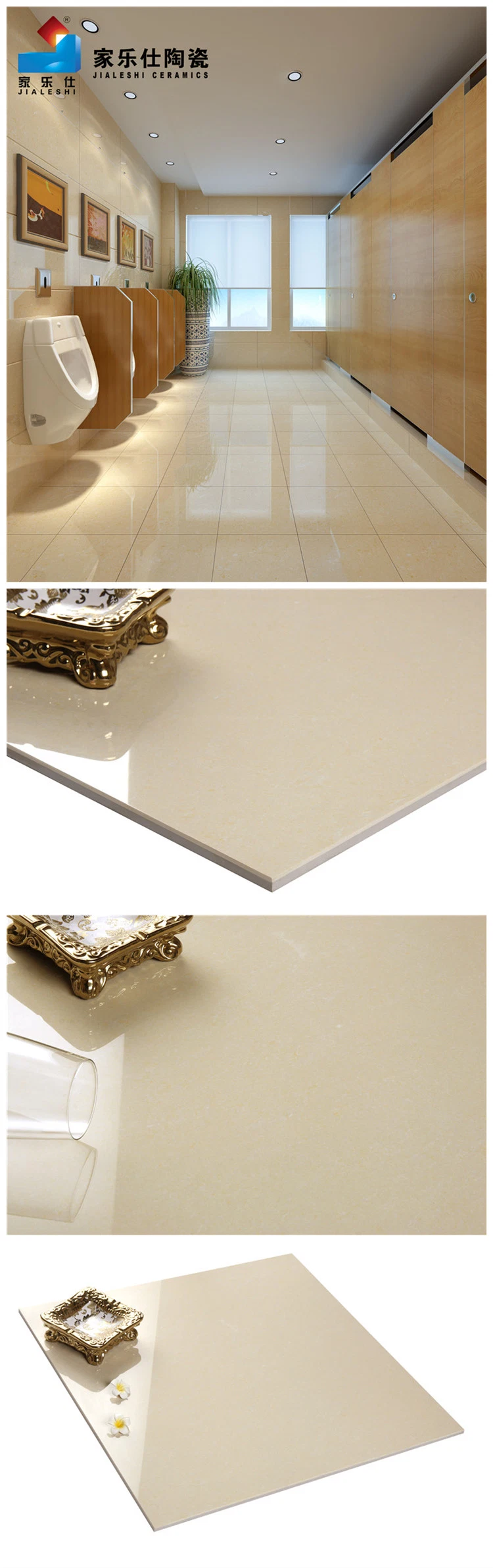 Polycrysta Double Loading Suitable for Engineering Project 600X600 800X800 Polished Porcelain Tile Beige Colour