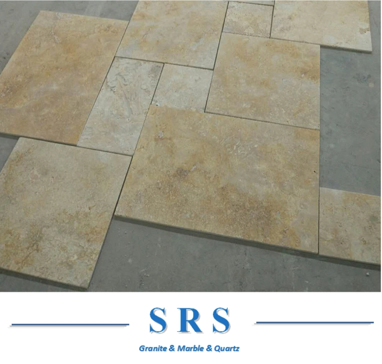 Natural Honed French Cut Beige Travertine Tiles for Kitchen/Bathroom/Livingroom/Swimming Pool/ Floor