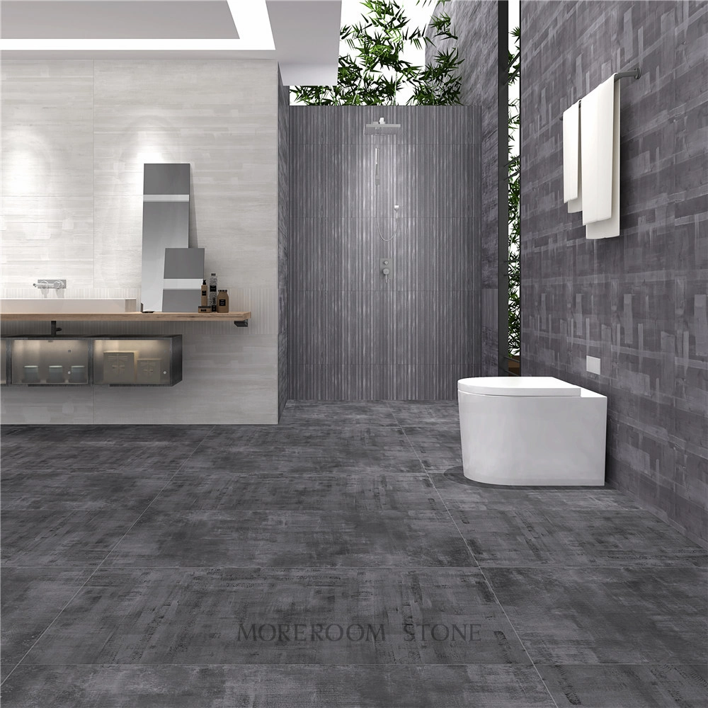 Dark Grey Rustic Porcelain Tile Cement Texture