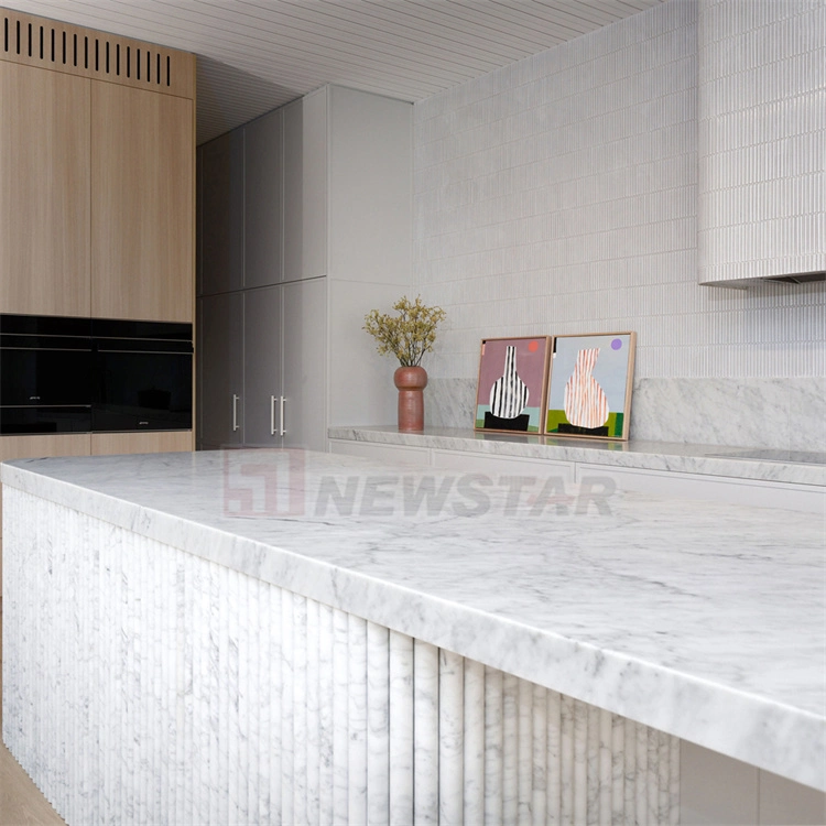 Newstar Ribbed Marble Kitchen Decor Waterfall Island Kitchen Backsplash Ideas Flute Marble Kitchen Tiles