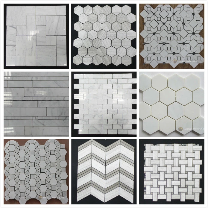 Natural White/Grey Marble Herringbone Mosaic Tiles for Kitchen/Bathroom Flooring