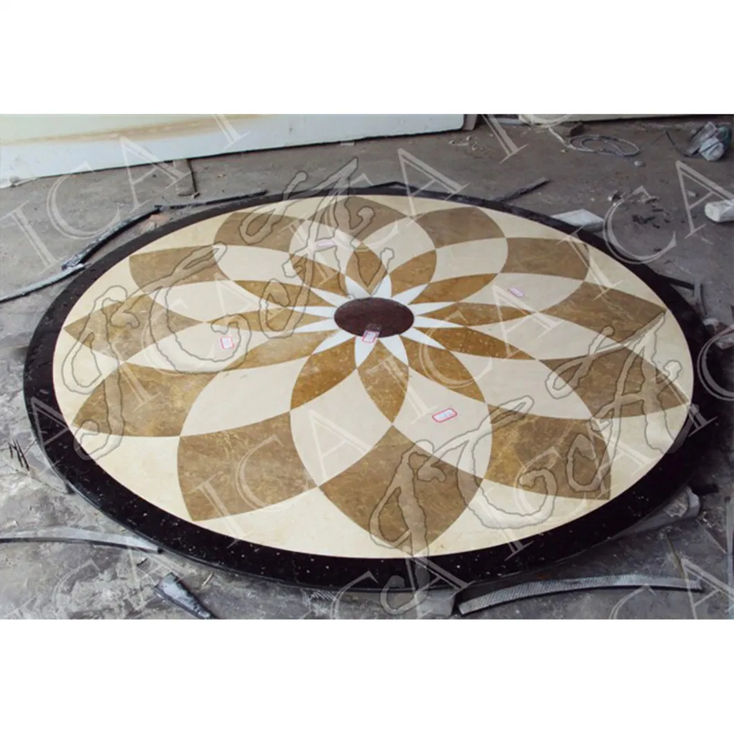 Handmade Indoor Decoration Luxury European Style Classical Design Vintage Pattern Round Mosaic Tile Marble Floor Polished Tile
