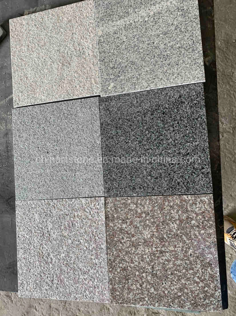 Chinese Golden Grey and White Flamed Bush-Hammered Granite Floor Tile