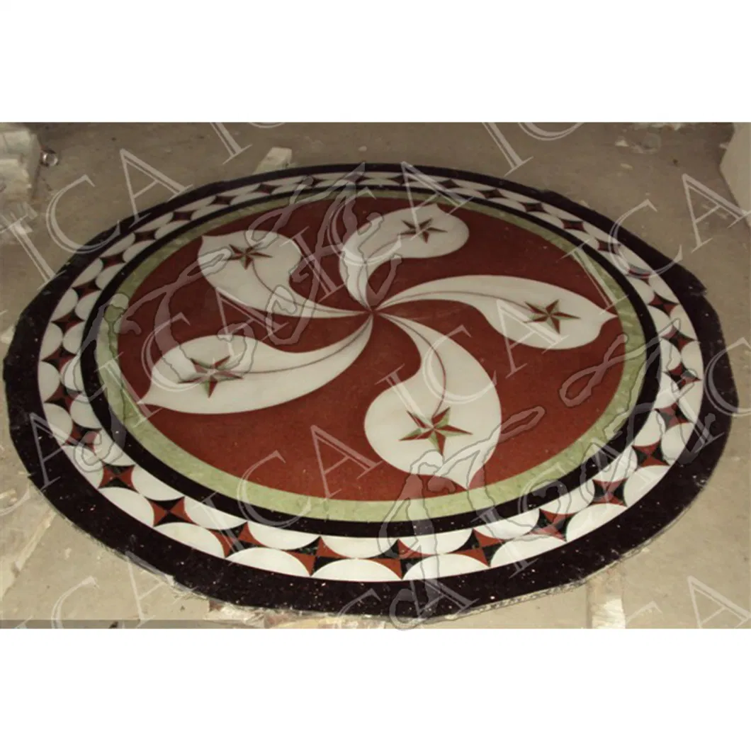 Indoor Decoration Vintage Pattern Luxury Classical Design Marble Mosaic Round Floor Tile