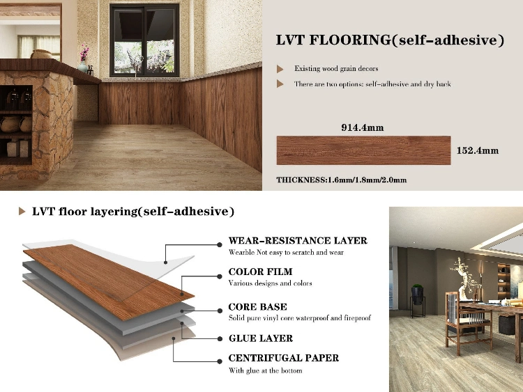 5.5mm Thickness Luxury Spc Flooring Plank Interlocking Kitchen Non-Slip Restaurant Rvp Lvt Flooring Tiles