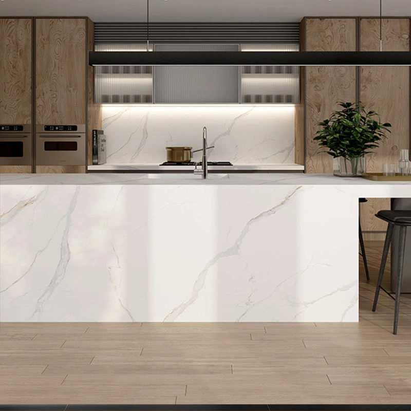 Soild Artificial Quartz Marble Look Porcelain Slab 600*1000mm Tile