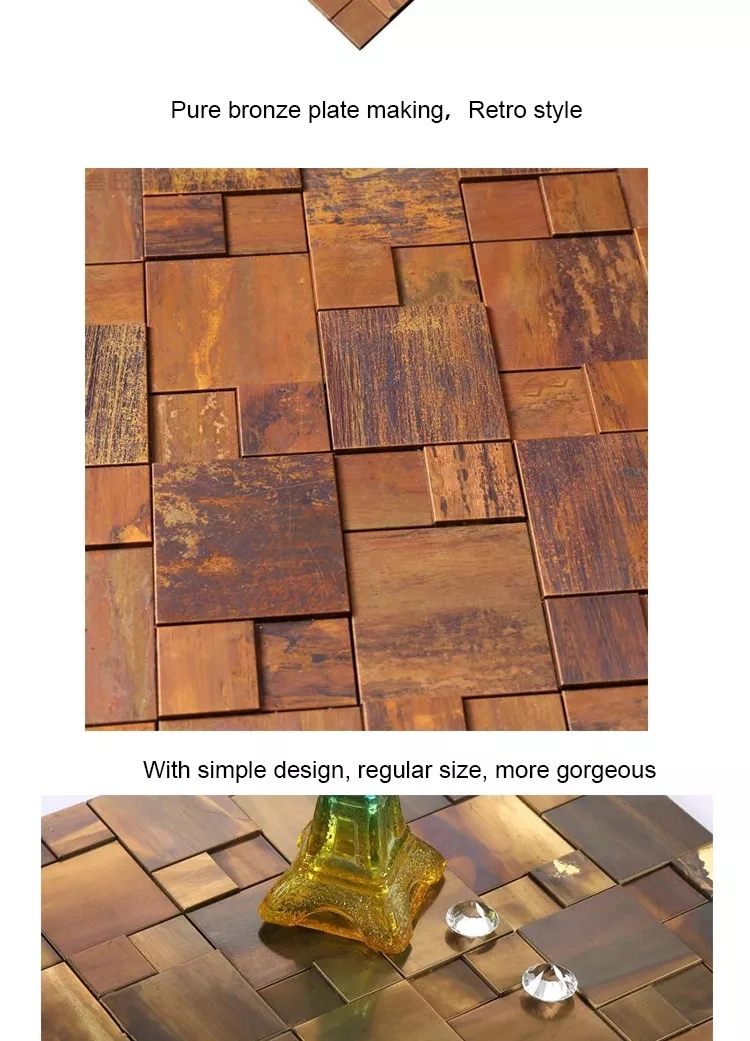 Bronze Style Antique Copper Mosaic Tile Metal Art Mosaic Wall Tiles for Backsplash