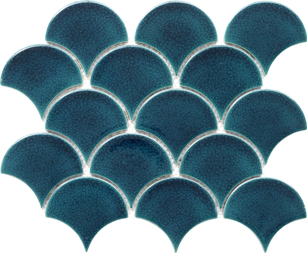 Blue Color Lantern Shape Fan Mosaic Wall and Floor Ceramic Mosaic (C655206)