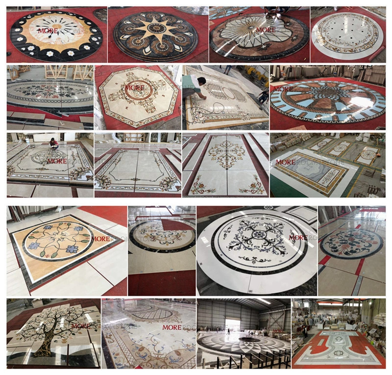 Luxury Villa Waterjet Flooring Tile Marble Inlay Tile Bathroom Floor Tile Medallion