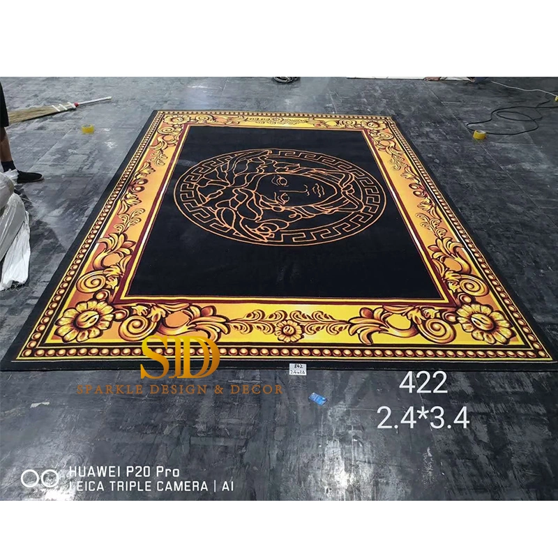 Big Size Rectangle Printed Versace Carpet Tiles Machine Made Carpet Flooring Tiles for Home Decor