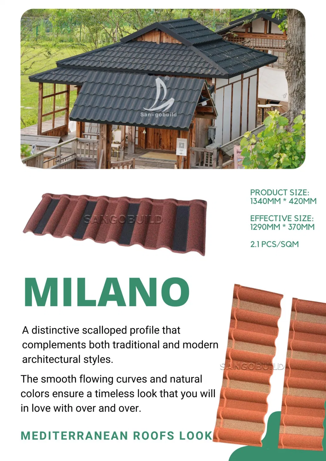 0.5mm High New Zealand Standard Roof Tiles Concrete Roof Tiles