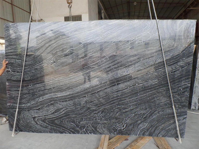 Black Wood Vein Marble Slabs Floor Wall Tile Table White/Brown/Grey/Wood