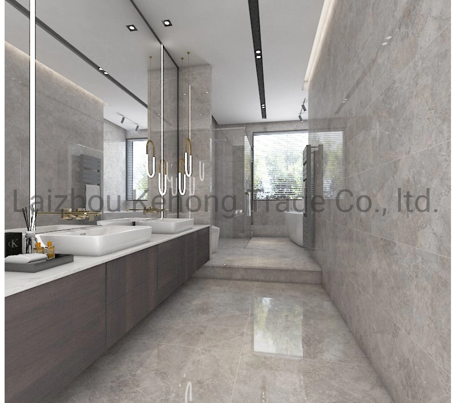 Polished Light Grey Marble Porcelain Ceramic Floor Bathroom Wall Tile 8903