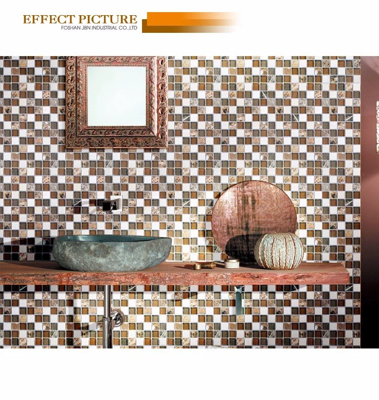 Ramdom Glass Block and Metal Mosaic Wall Tiles for Home and Hotel Trip Shape Mosaic (M855174)