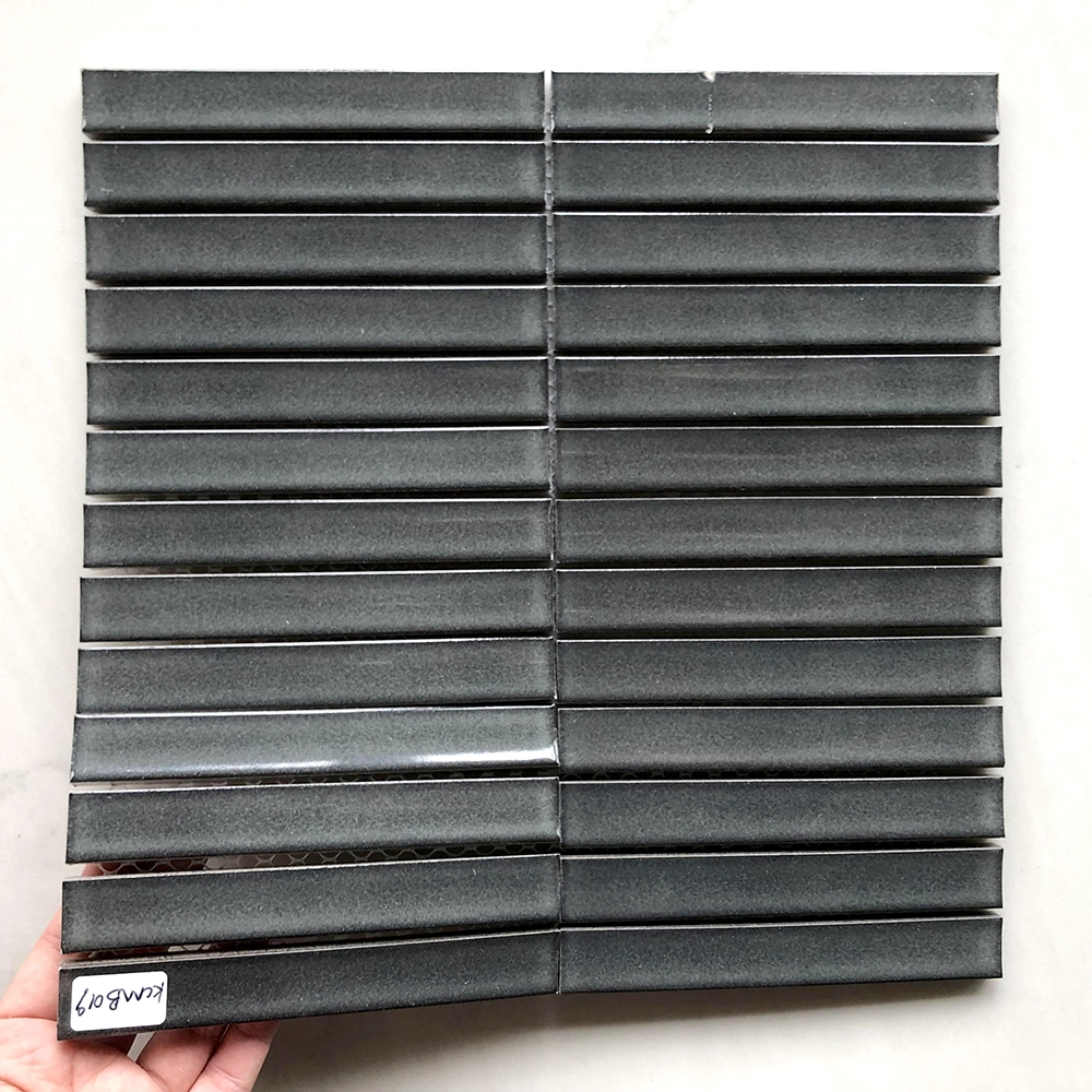 Black Stripe Porcelain Kitchen Mosaic Tiles Square Ceramic