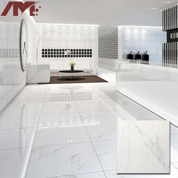 Carrara Design Ceramic Polished White Marble Looking Porcelain Floor Tile Price