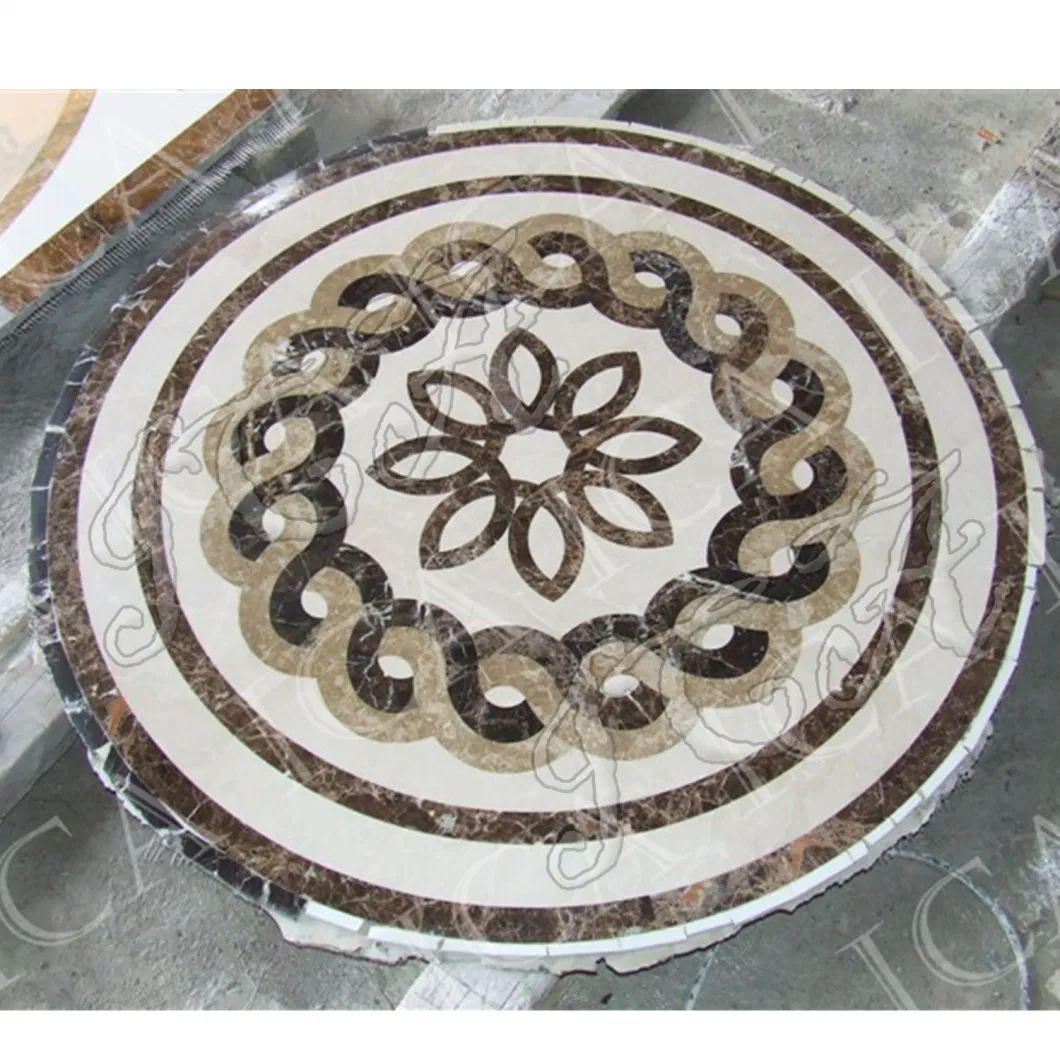 Handmade Indoor Decoration Luxury European Style Classical Design Vintage Pattern Round Mosaic Tile Marble Floor Polished Tile