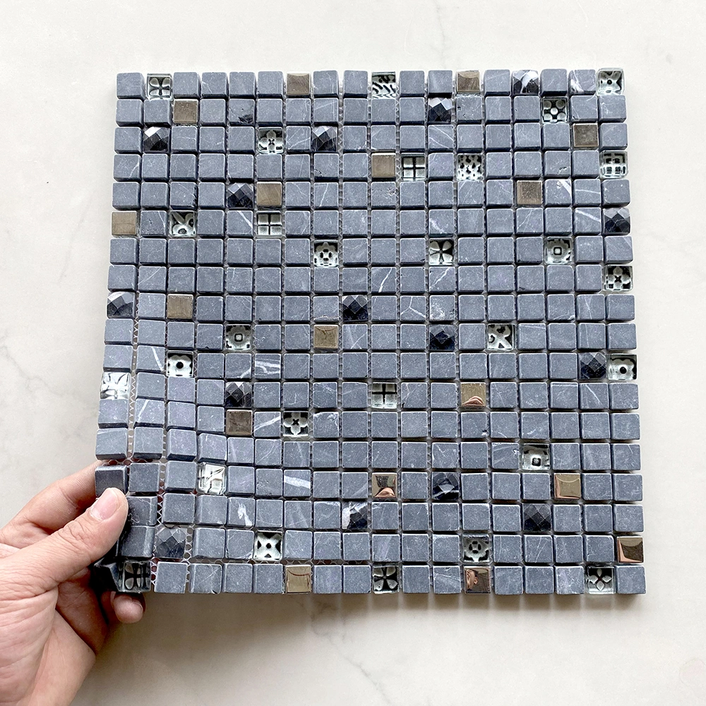 Low Price Anti Slip Glass Stone Gray Mosaic Bathroom Tiles