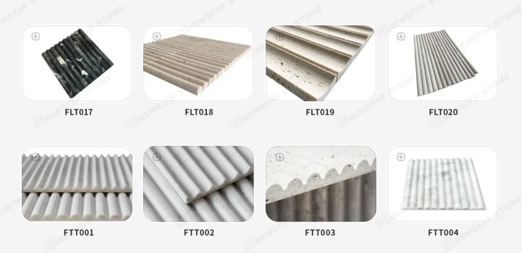 Newstar Customized Stone Wall Round Stripe Border Fluted Panel Slab Flute Marble Stone Terrazzo Fluted Tiles