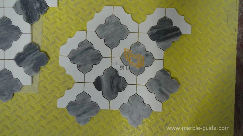 White and Gray Flower Marble Mosaic Tile for Bathroom Floor/Kitchen Backsplash/Decoration