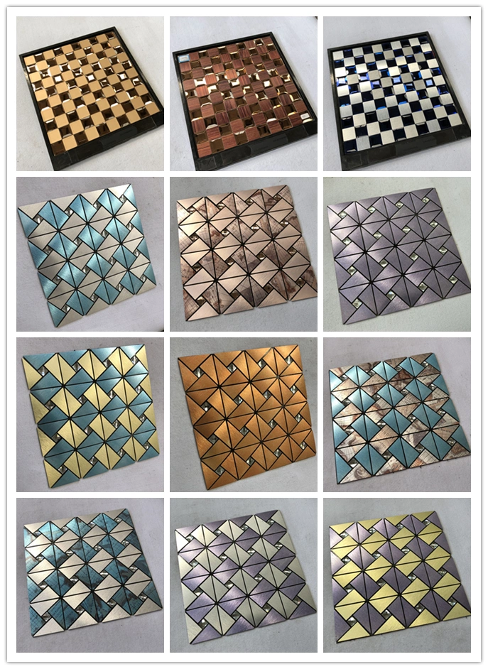 Modern Style Glass Mix Stainless Steel Mosaic Wall Tiles for KTV, Bar, Bathroom, Kitchen Backsplash