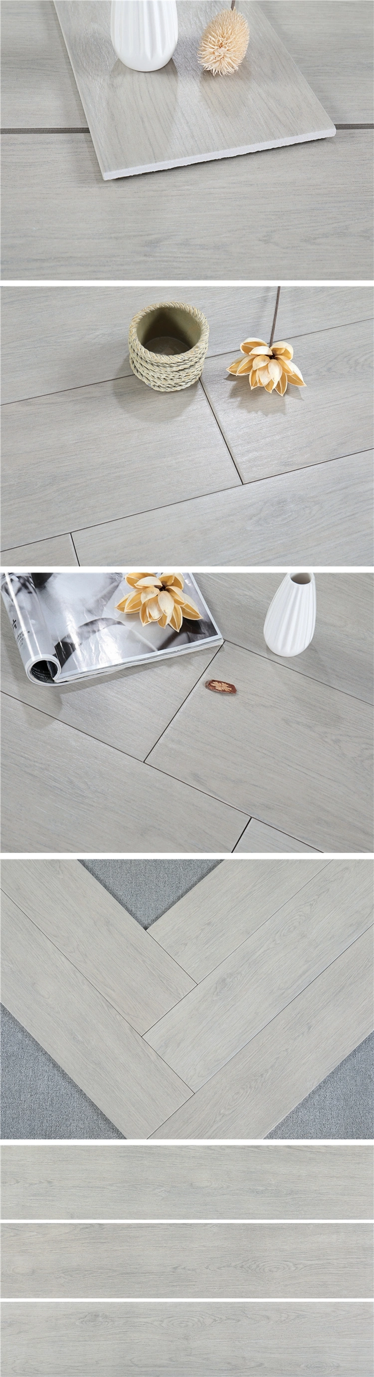 Modern Floor and Wall Decorative Grey Ceramic Wood Style Tile