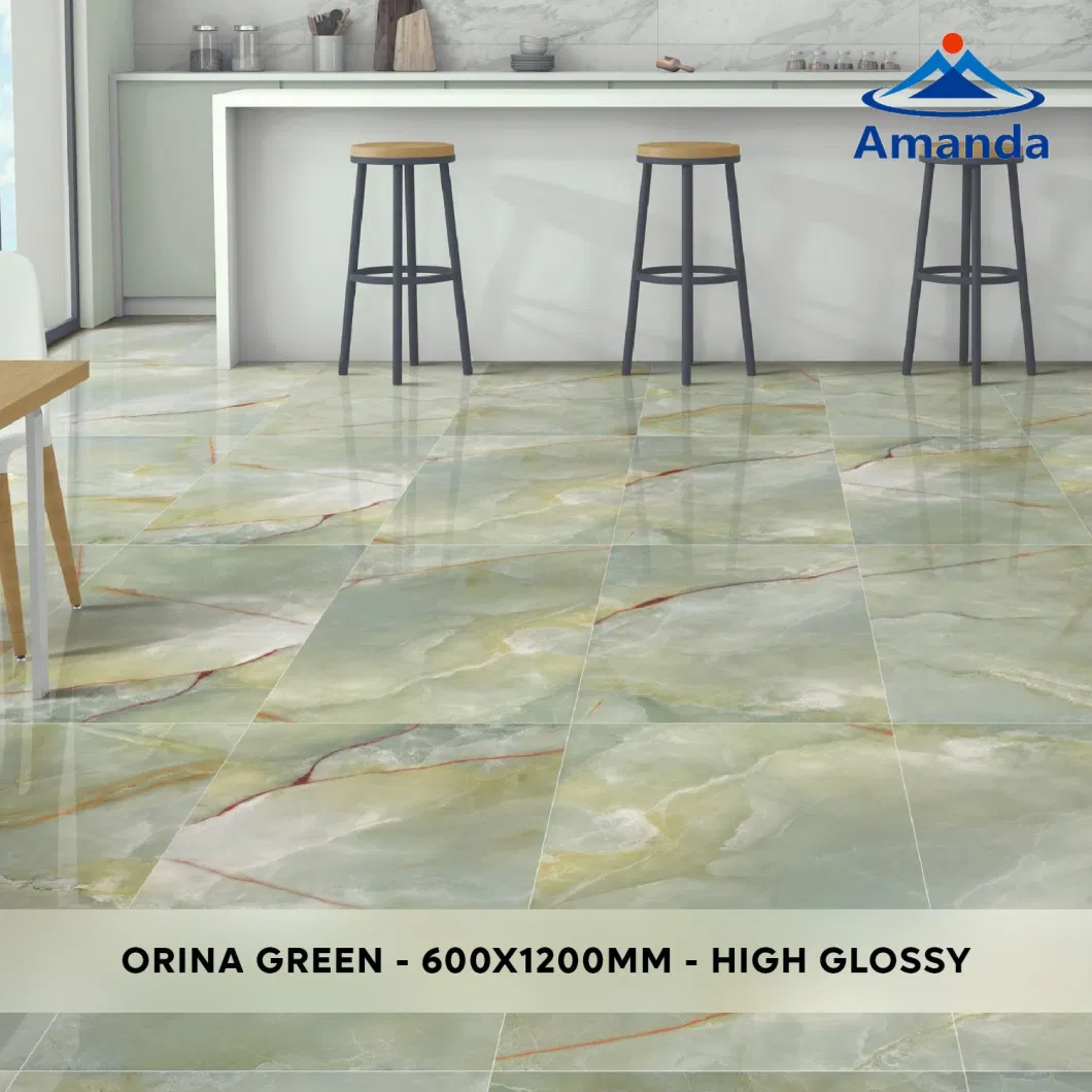 Orina Green Series High Gloss Fineshed Glaze Porcelain Floor Tile