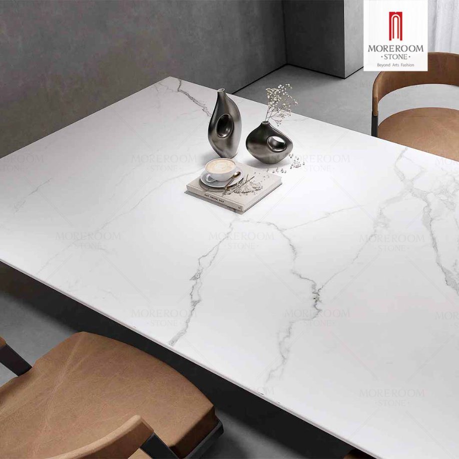 Polaris White Artificial Marble Quartz Slab Large Format Tile 3200X1600 Marble Tiles Sintered Stone