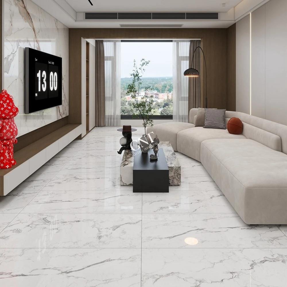 600*1200 Modern White Color Porcelanato Piso Vitrified Floor Ceramic Tiles Factories in China