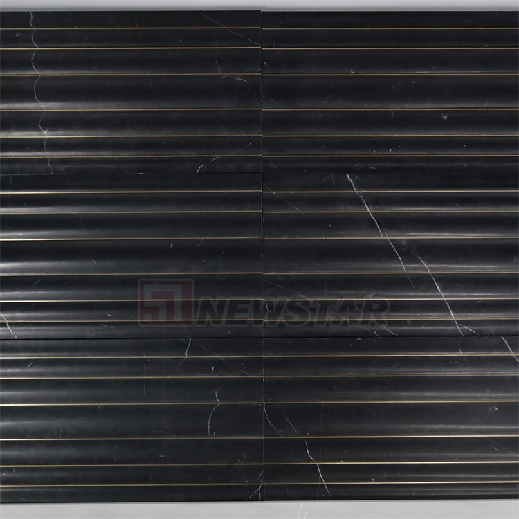 Newstar Simple Natural Black Marble Fluted Tile Bathroom Wall Tiles
