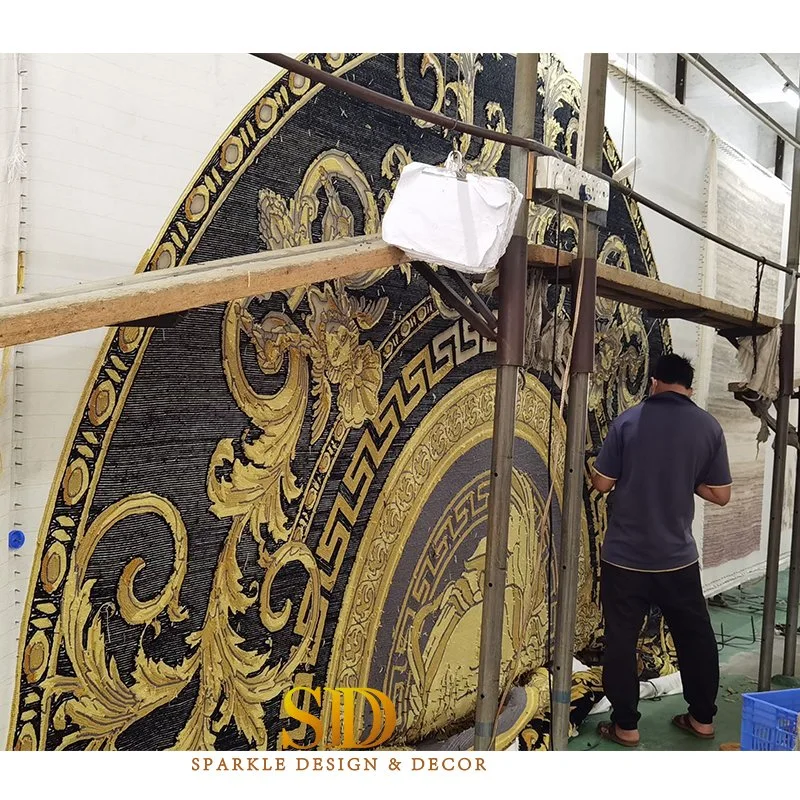 Big Size Rectangle Printed Versace Carpet Tiles Machine Made Carpet Flooring Tiles for Home Decor