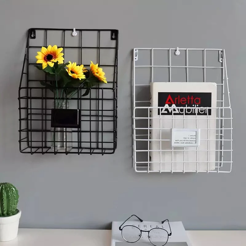 Northern Europe Contracted Contemporary Adornment Sitting Room Bedroom Wall Iron Magazine Storage Basket