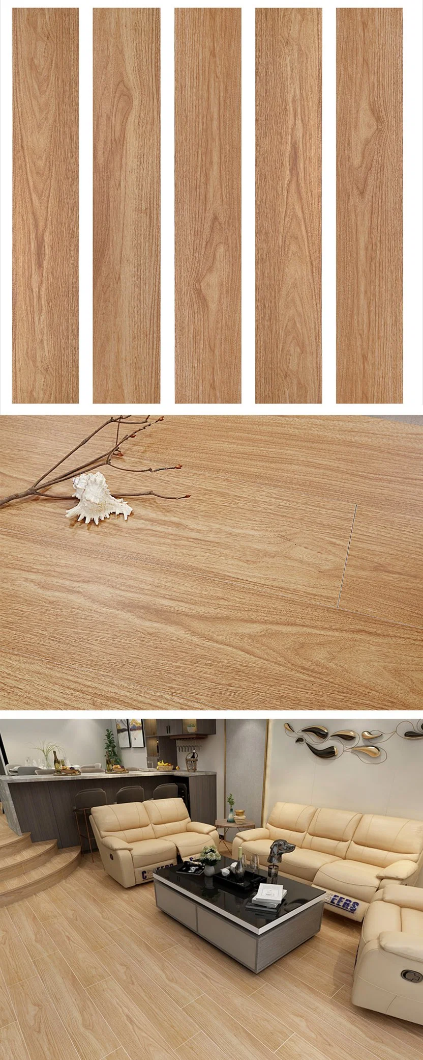20X120cm Wood Plank Porcelain Tile Random Faces Wood Look Floor Tiles for Livingroom