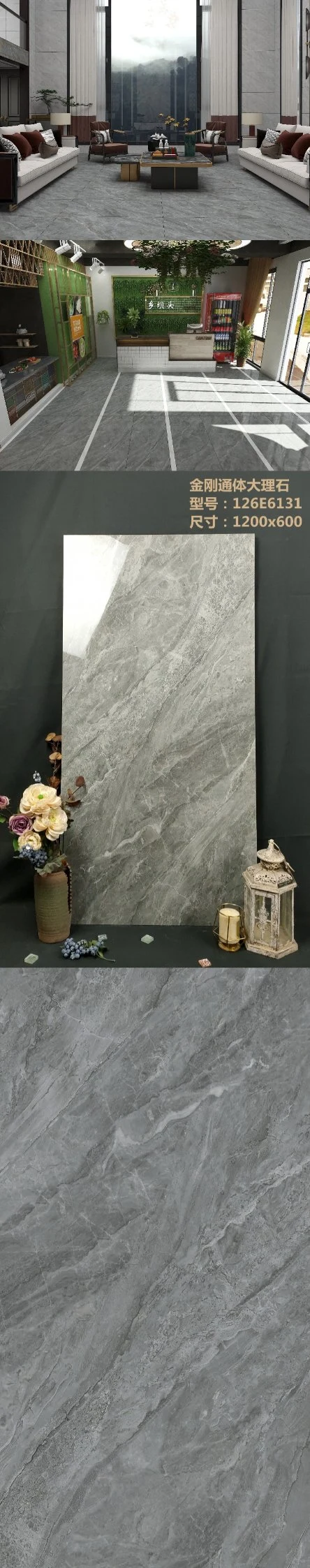 60*120 Gray Marble Glossy Glaze Polished Living Room and Bathroom Floor Tiles