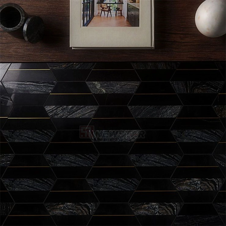 Newstar Modern Bathroom Walls Black Marble Hexagon Tile Marble Kitchen Walls Tiles