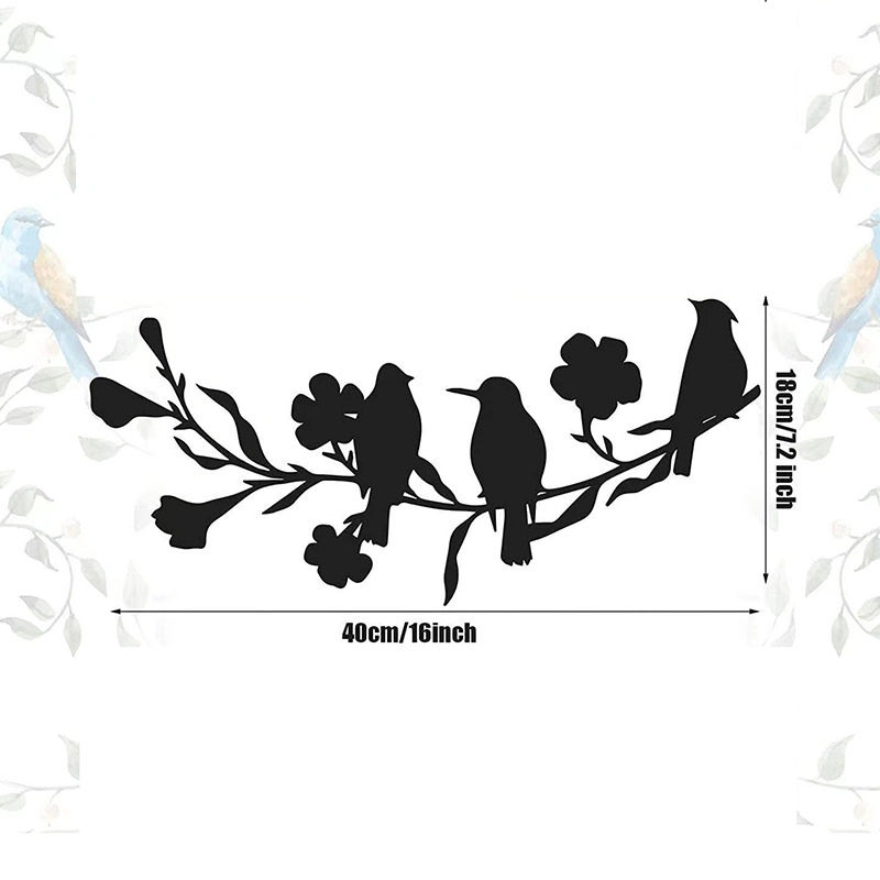 Latest Pop Bird in The Tree Metal Pendant Cross Border Wall Silhouette Magpie Plum Wall Decoration