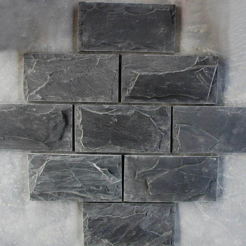 Black Slate Mushroom Tiles Stone Wall Facade for Wall Panel Cladding and Wall Corner