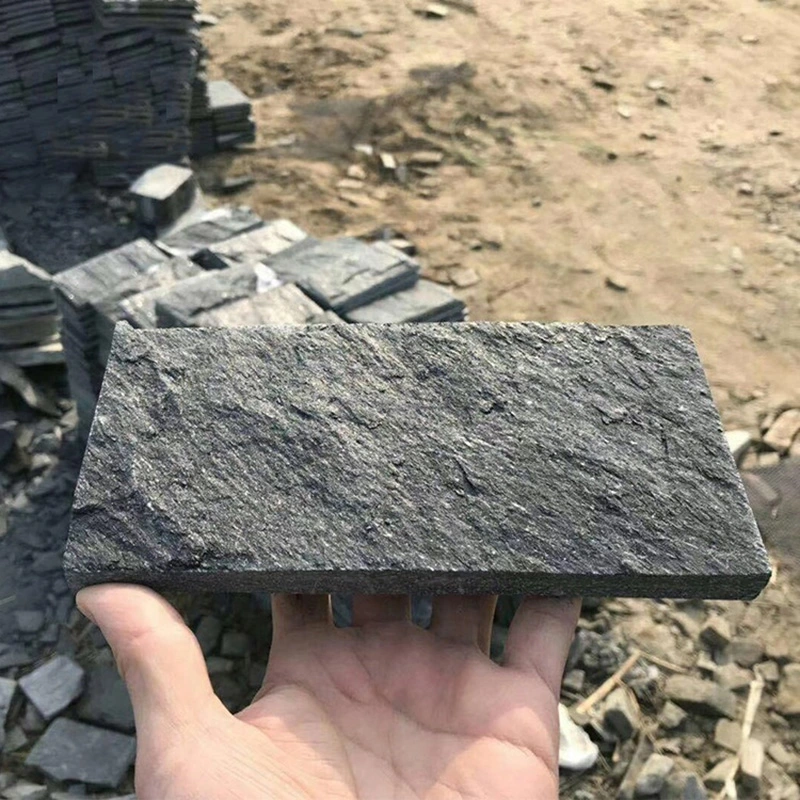 Black Slate Mushroom Tiles Stone Wall Facade for Wall Panel Cladding and Wall Corner